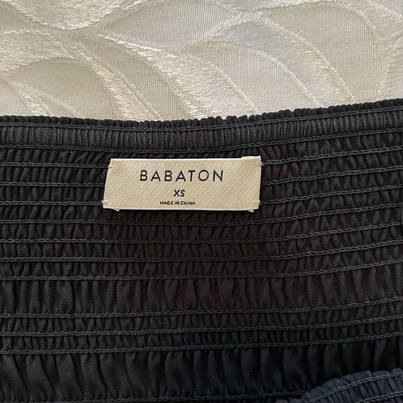 Babaton Aritzia Black Smocked ChiffonTop - Off the Shoulder XS - Picture 4 of 4
